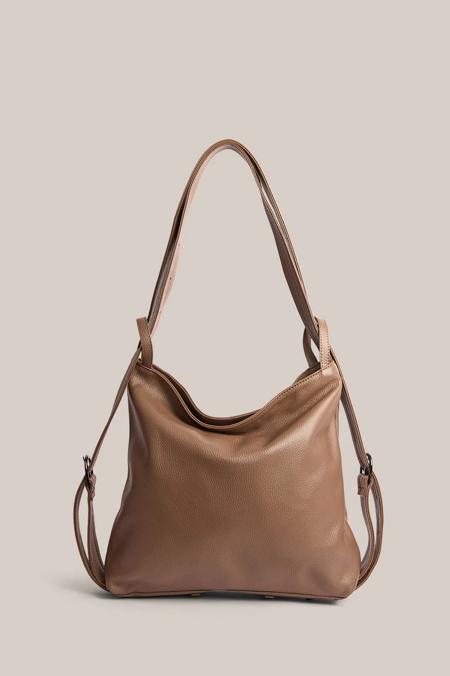 Bella Milk Chocolate 3-in-1 Convertible Backpack Crossbody Tote Bag | VESTIRSI