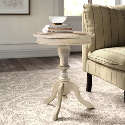 Corsair Solid Wood Pedestal End Table Kelly Clarkson Home Color: Natural Wash | Wayfair North America