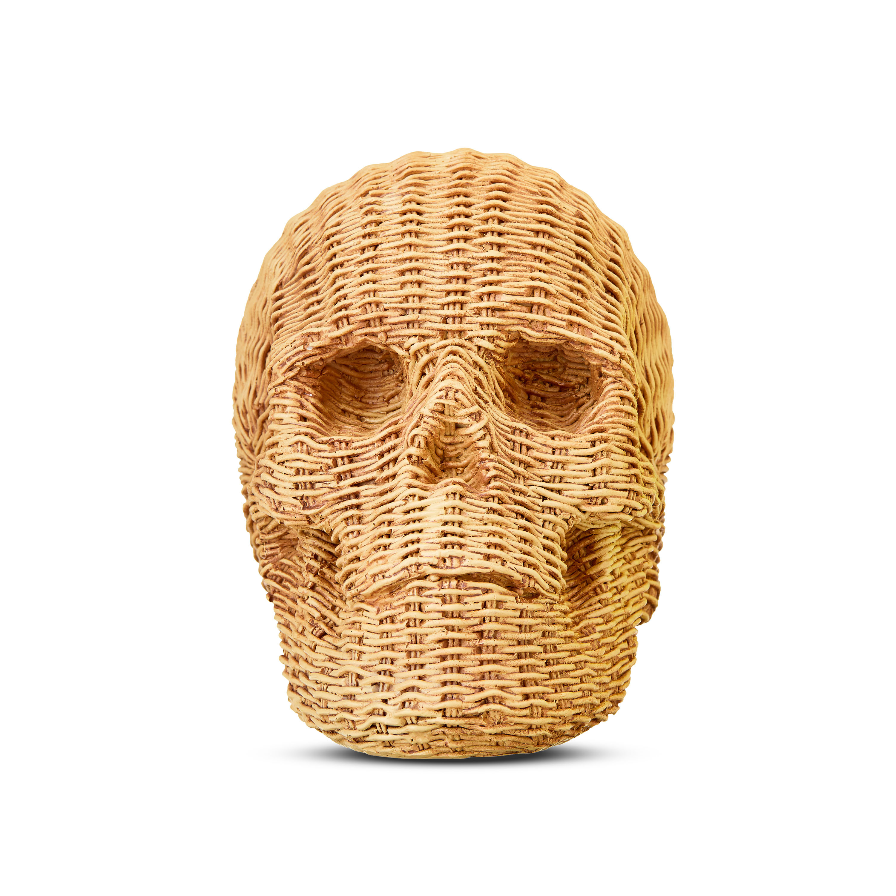 Halloween Brown Faux Rattan Resin Skull Tabletop Decor, 5.5 in, by Way To Celebrate | Walmart (US)