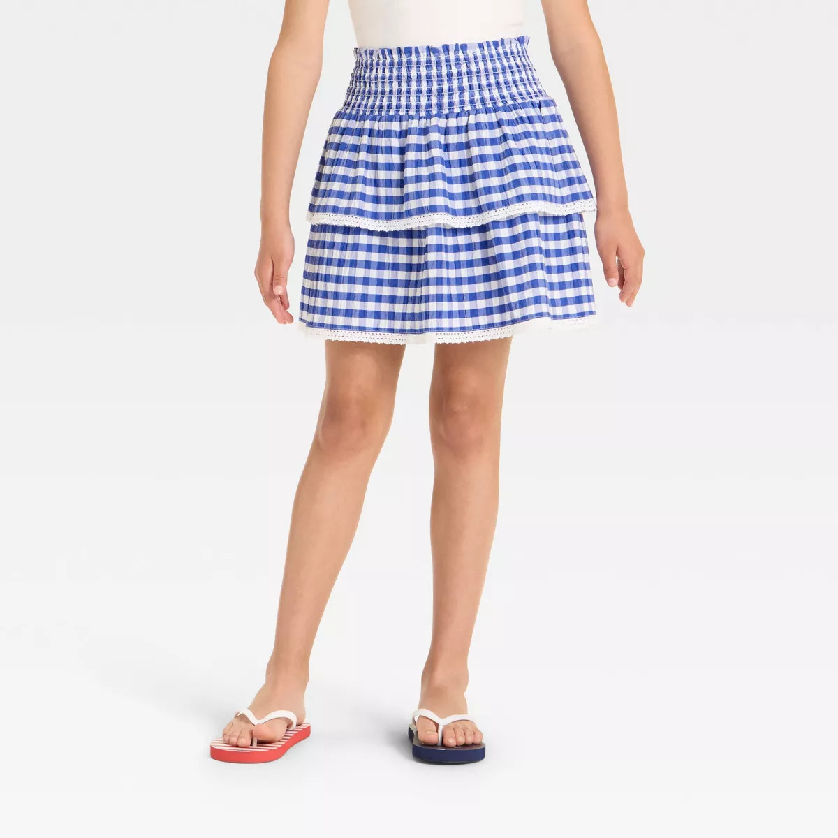 Girls' Tiered Gingham Skirt - Cat & Jack™ | Target