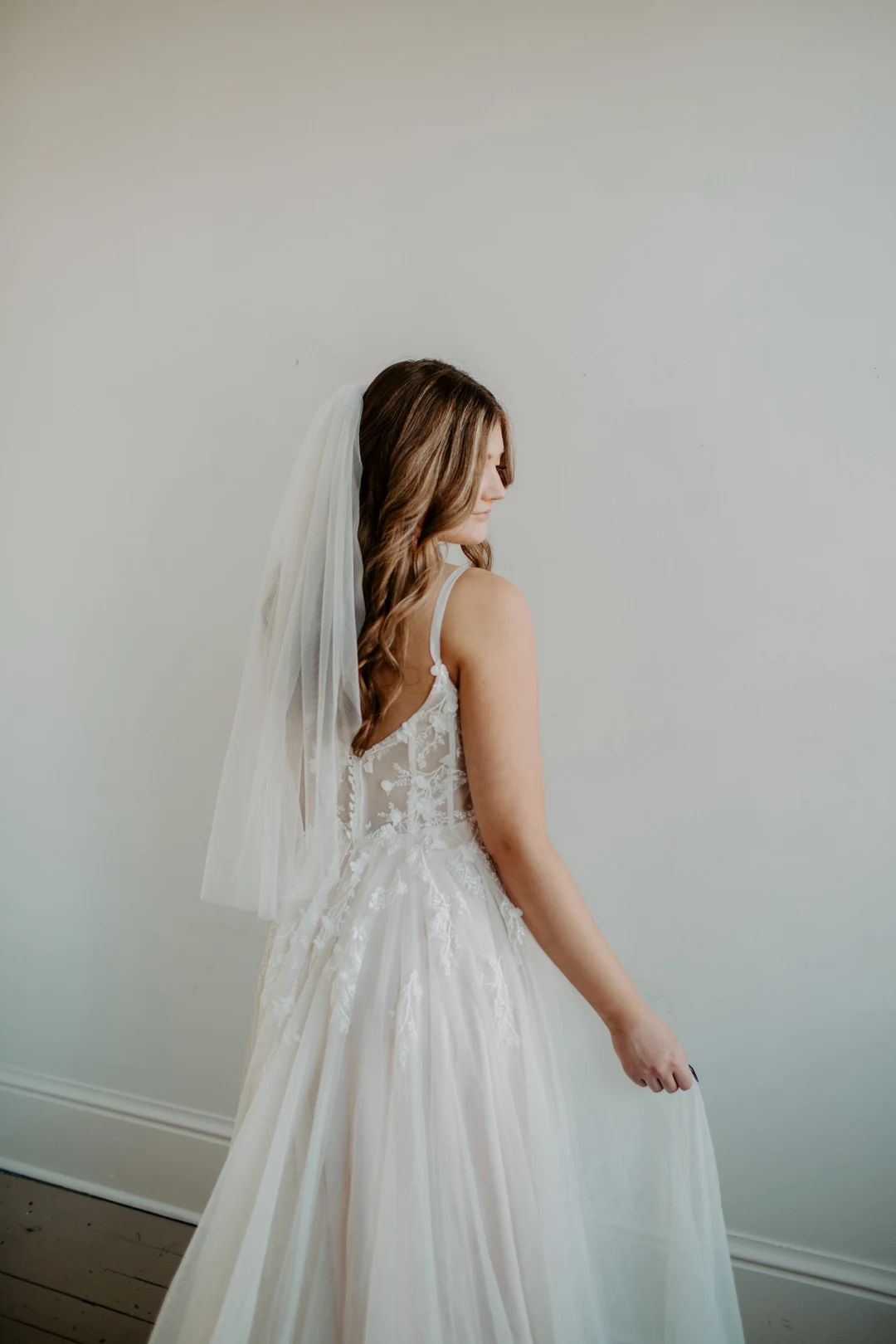 Soft WAIST Length Wedding Veil With Plain Raw Edge, 1T, Single Bridal Veil, 1 Layer, 1 Tier 30 Lo... | Etsy (US)