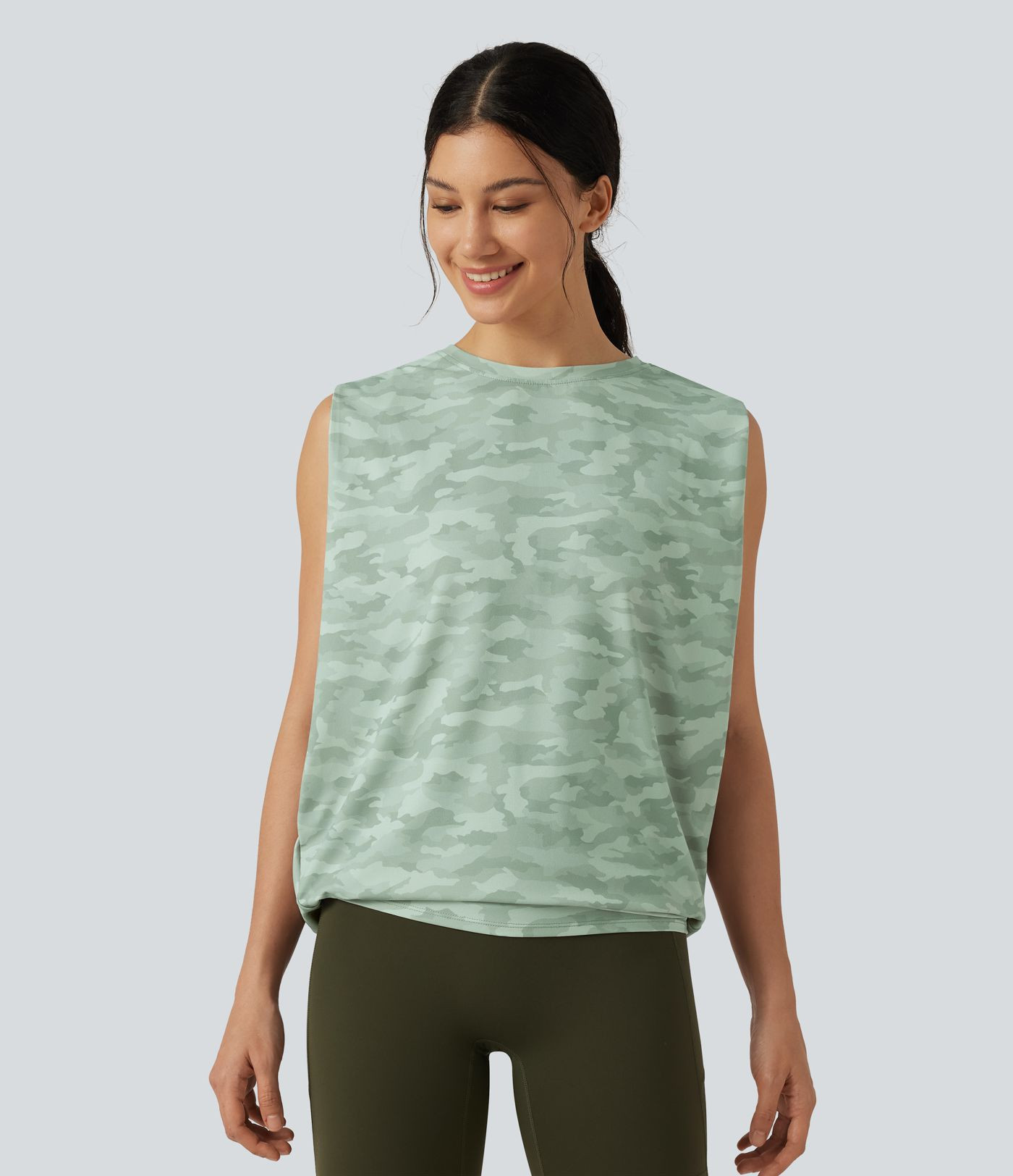 Women\u2019s Round Neck Camo Workout Tank Top - Halara | HALARA