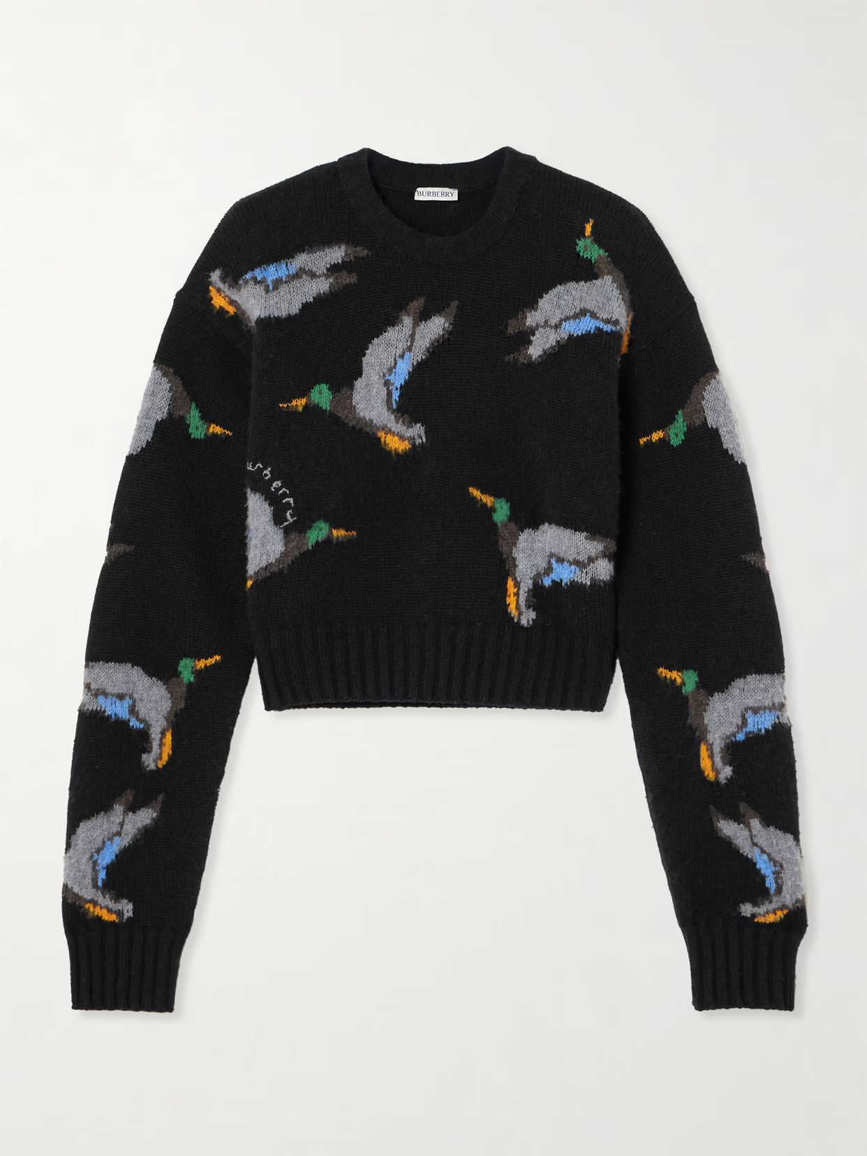 Burberry - Intarsia-knit Wool Sweater - Black | NET-A-PORTER (US)