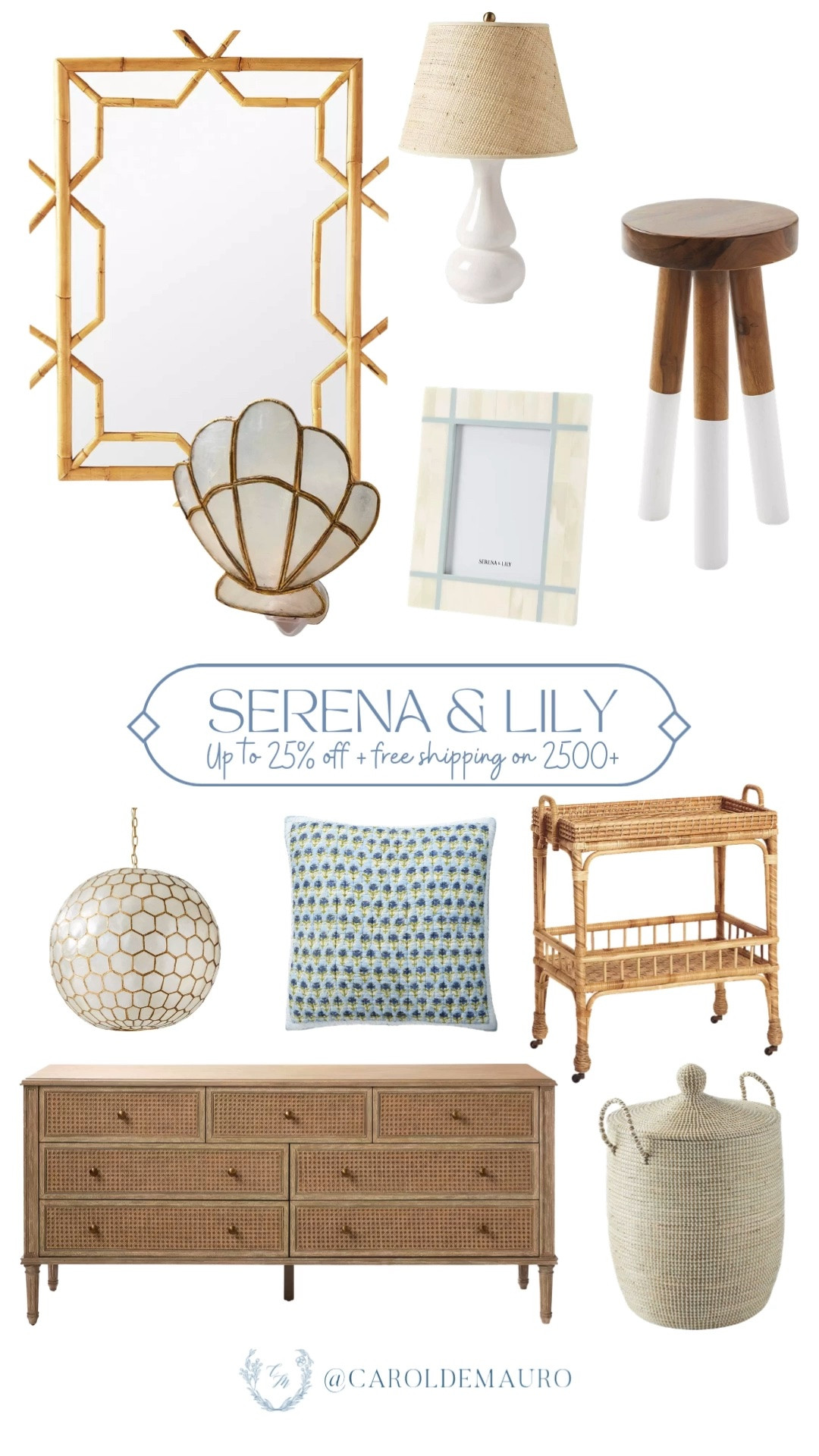 Up to 25% off Serena and Lily right now! Plus free shipping when you spend $2,500+. Bamboo mirrors, capiz shells, and woven furniture that bring the prettiest coastal touch home.

Serena and Lily sale, coastal home decor, rattan mirror, home decor sale, coastal furniture, discount, home refresh

#LTKSaleAlert #LTKHome