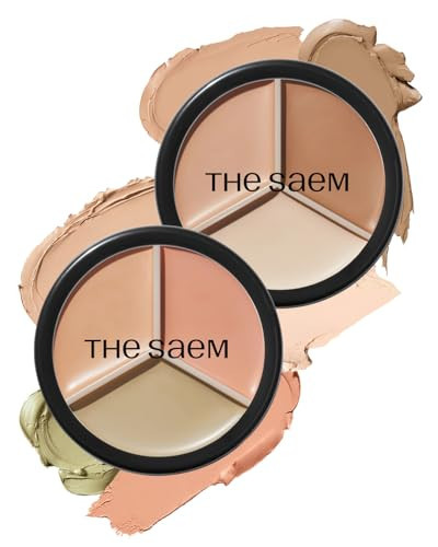 THESAEM Cover Perfection Triple Pot Concealer 01 Correct Beige + 02 Contour Beige - 3 Color Concealer for Medium & Natural Tone - Full Coverage, Correct & Conceal Redness, Dark Circles, Contouring | Amazon (US)