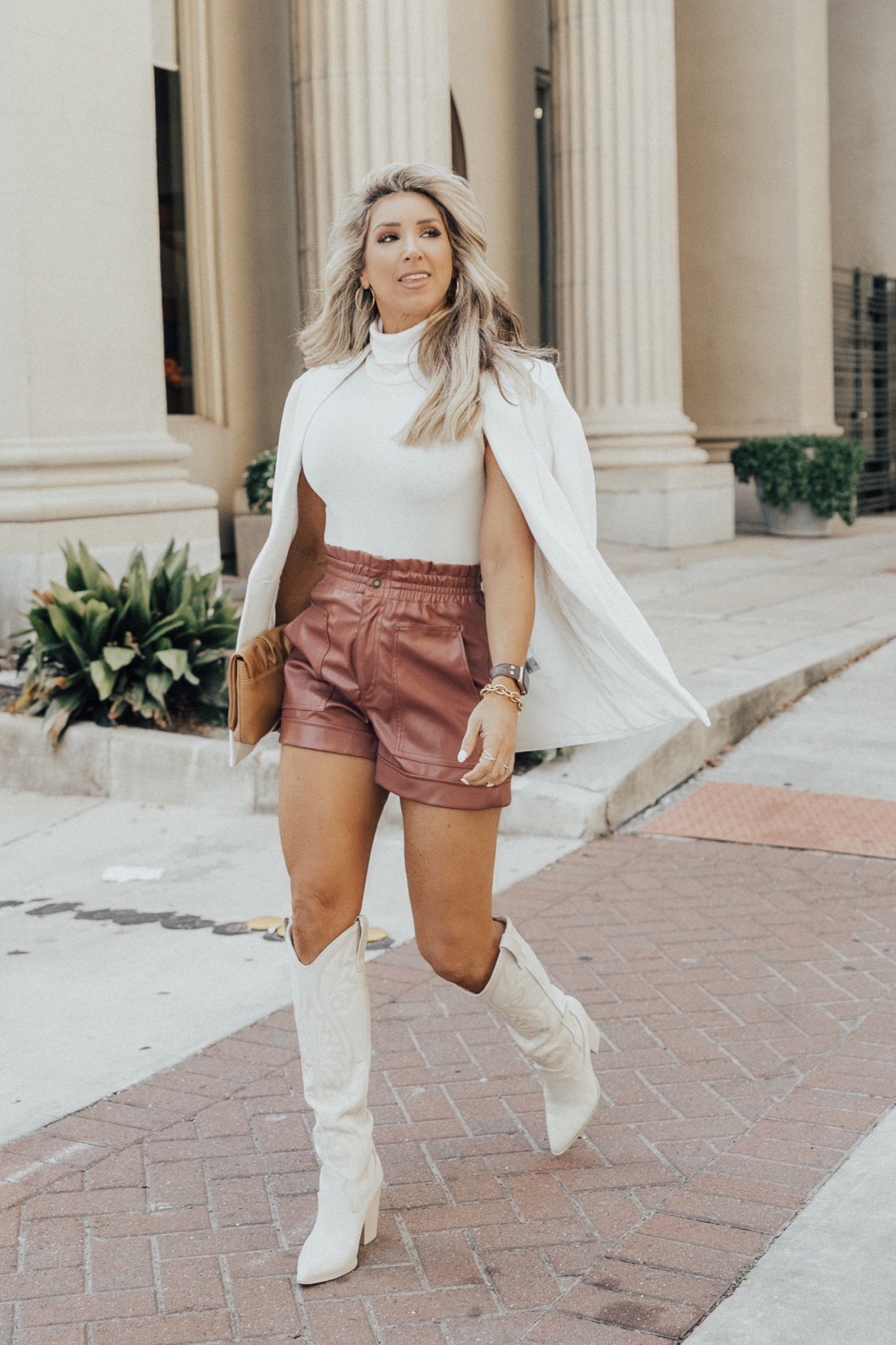 Tall boots, fall boots, western boots, Faux leather shorts, fall outfit, #falloutfits 

#LTKstyletip #LTKunder100 #LTKSeasonal