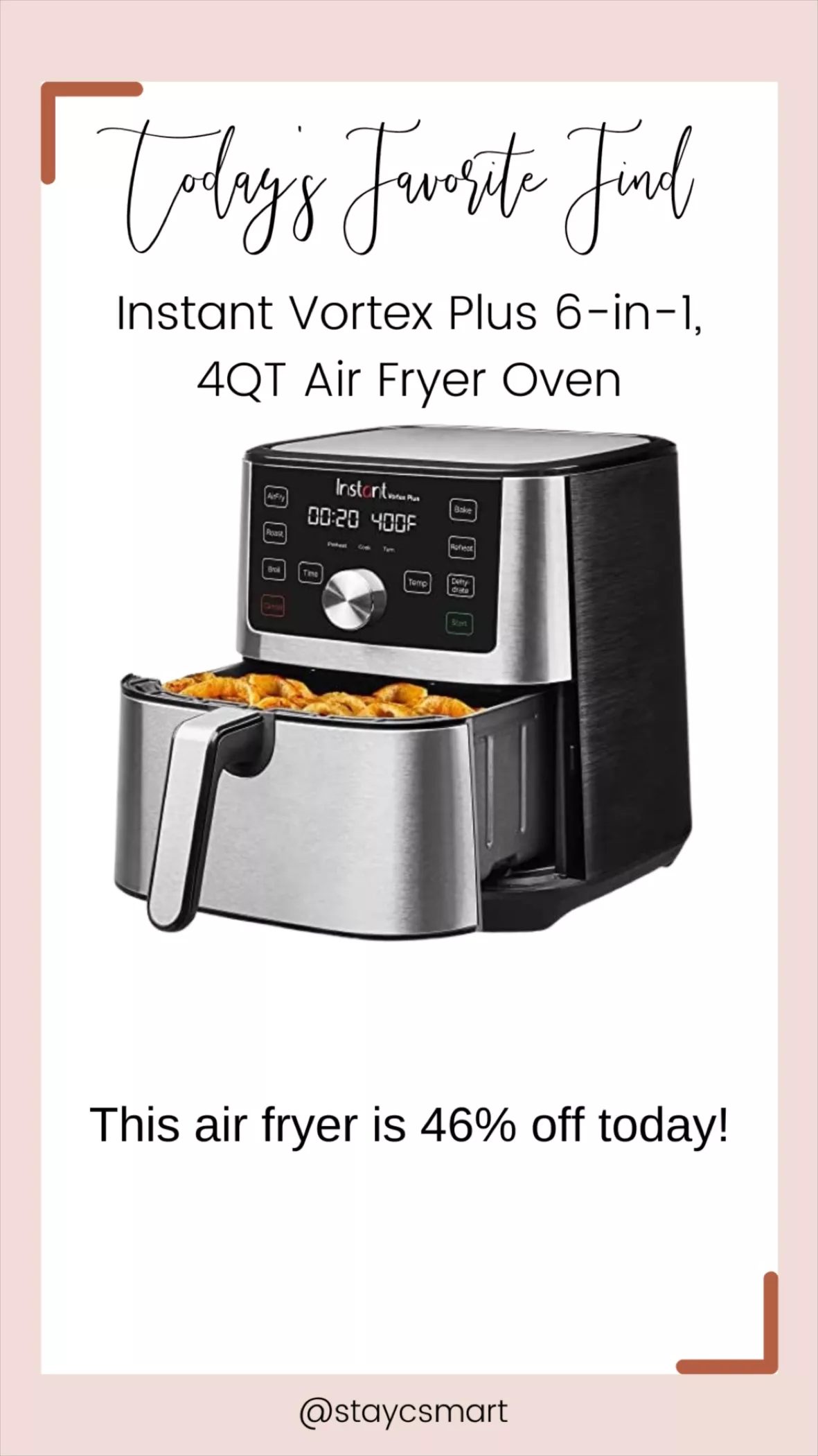  Instant Pot Vortex Plus 6-in-1,4QT Air Fryer Oven,From