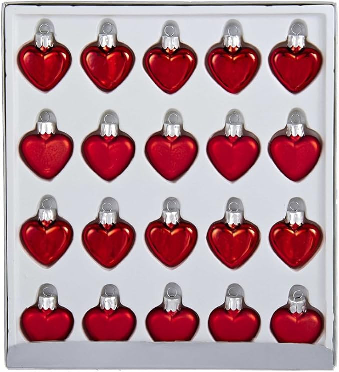 Kurt Adler Petite Treasures Mini Red Heart Ornament, Set of 20 | Amazon (US)