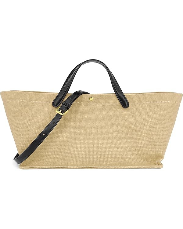 2Pcs Set, Large Leather/Canvas Tote Bag for Women, Casual Designer Detachable Crossbody Shoulder ... | Amazon (US)