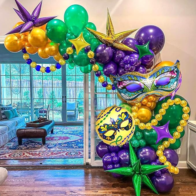 Mardi Gras Balloon Garland Arch Kit 135 Pcs Mardi Gras Party Decorations Balloons Purple Green Go... | Amazon (US)