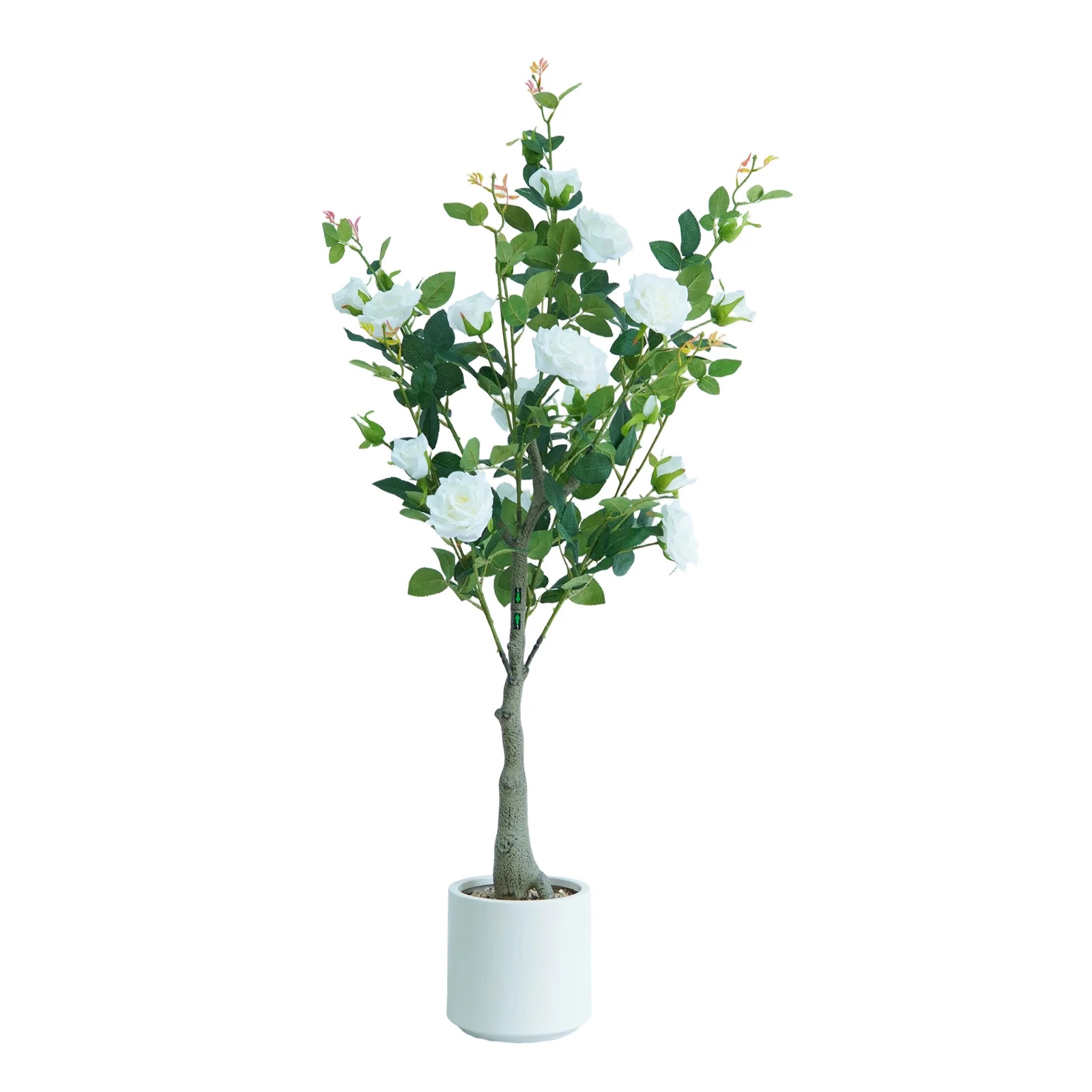 4 Ft Artificial Rose Tree in Pot, White Faux Rose Plant for Home and Office Decor, Elegant Potted... | Walmart (US)
