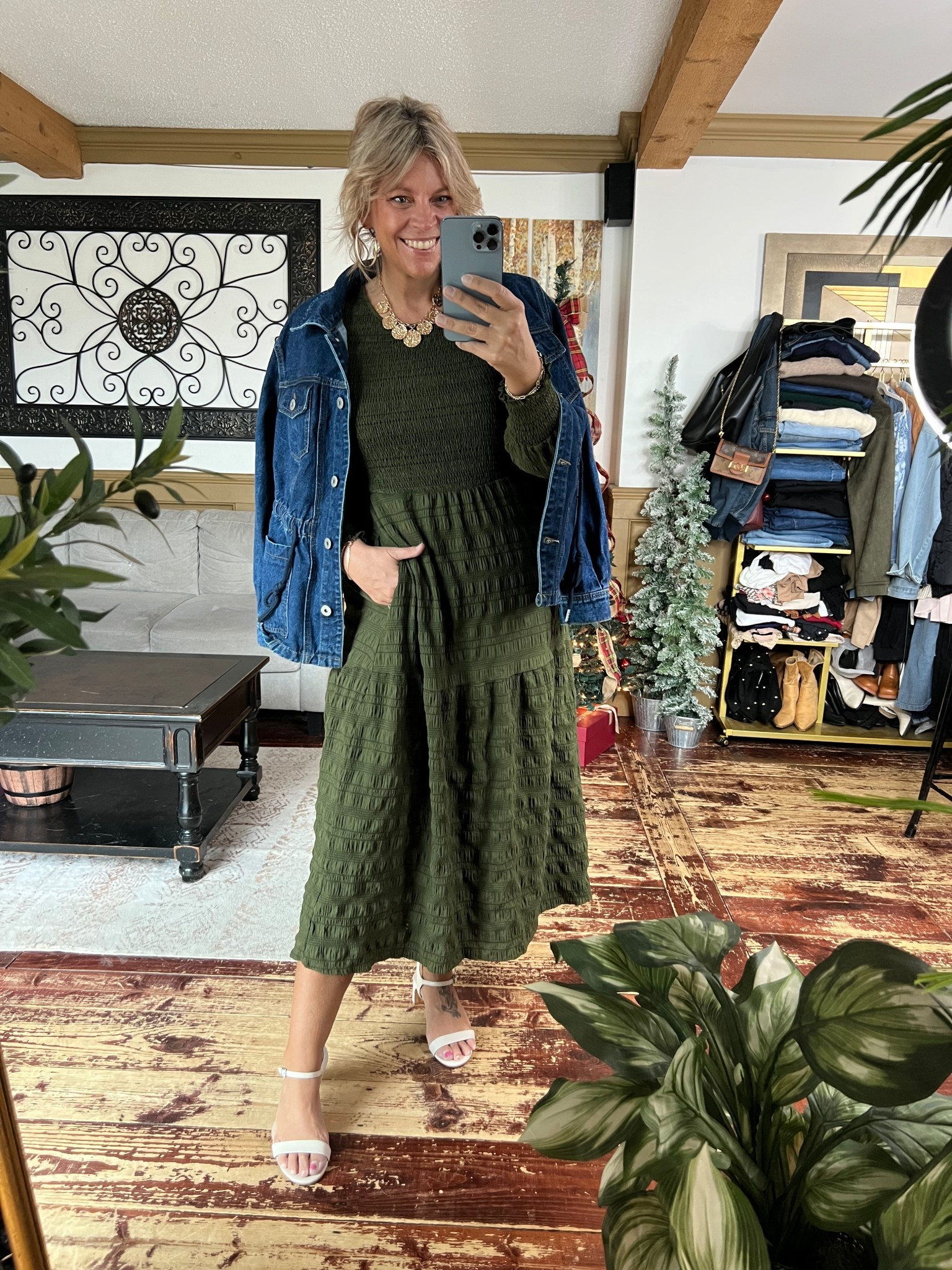 Spring outfit - midi dress size 12 & denim jacket size 12 

#LTKFindsUnder50 #LTKMidsize #LTKOver40