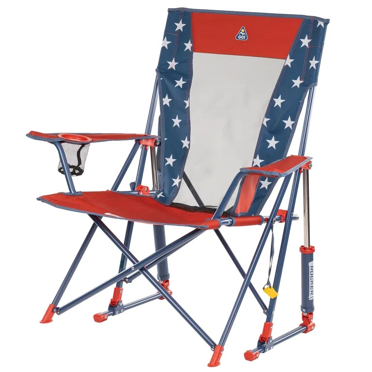 GCI Outdoor Comfort Pro Rocker Foldable Rocking Camp Chair with Mesh Backrest, Americana | Walmart (US)
