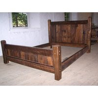 Rustic Bed Frame With Beveled Posts, Wood Platform, Queen Frame, Farmhouse Furniture, Reclaimed Barn | Etsy (US)