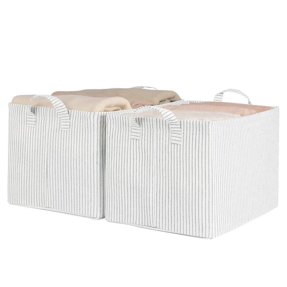 StorageWorks Storage Bins, Fabric Storage Bins for Shelves, Large Storage Baskets with Metal Fram... | Amazon (US)