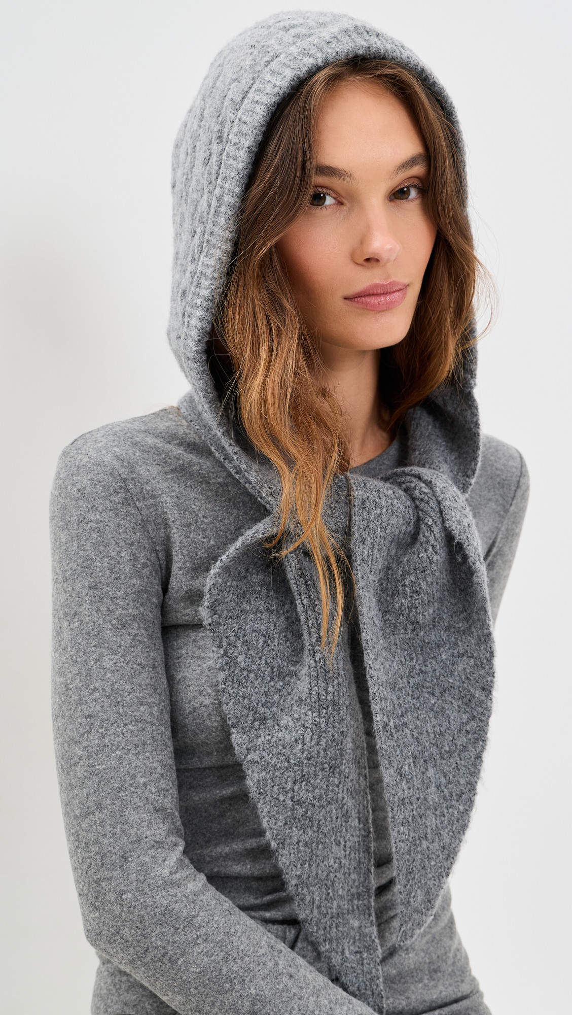 Hat Attack Cable Hooded Scarf Grey One Size | Shopbop