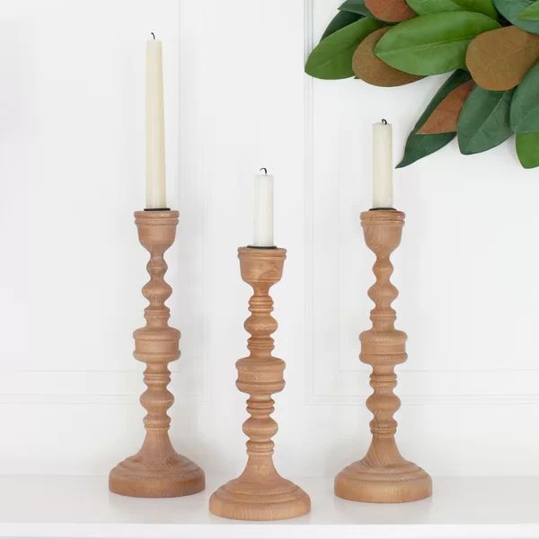 3 Pieces Taper Wood Candlestick Set | Wayfair North America