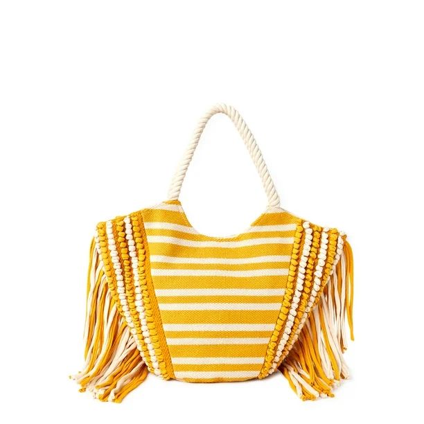 Time and Tru Fringe Woven Tote | Walmart (US)