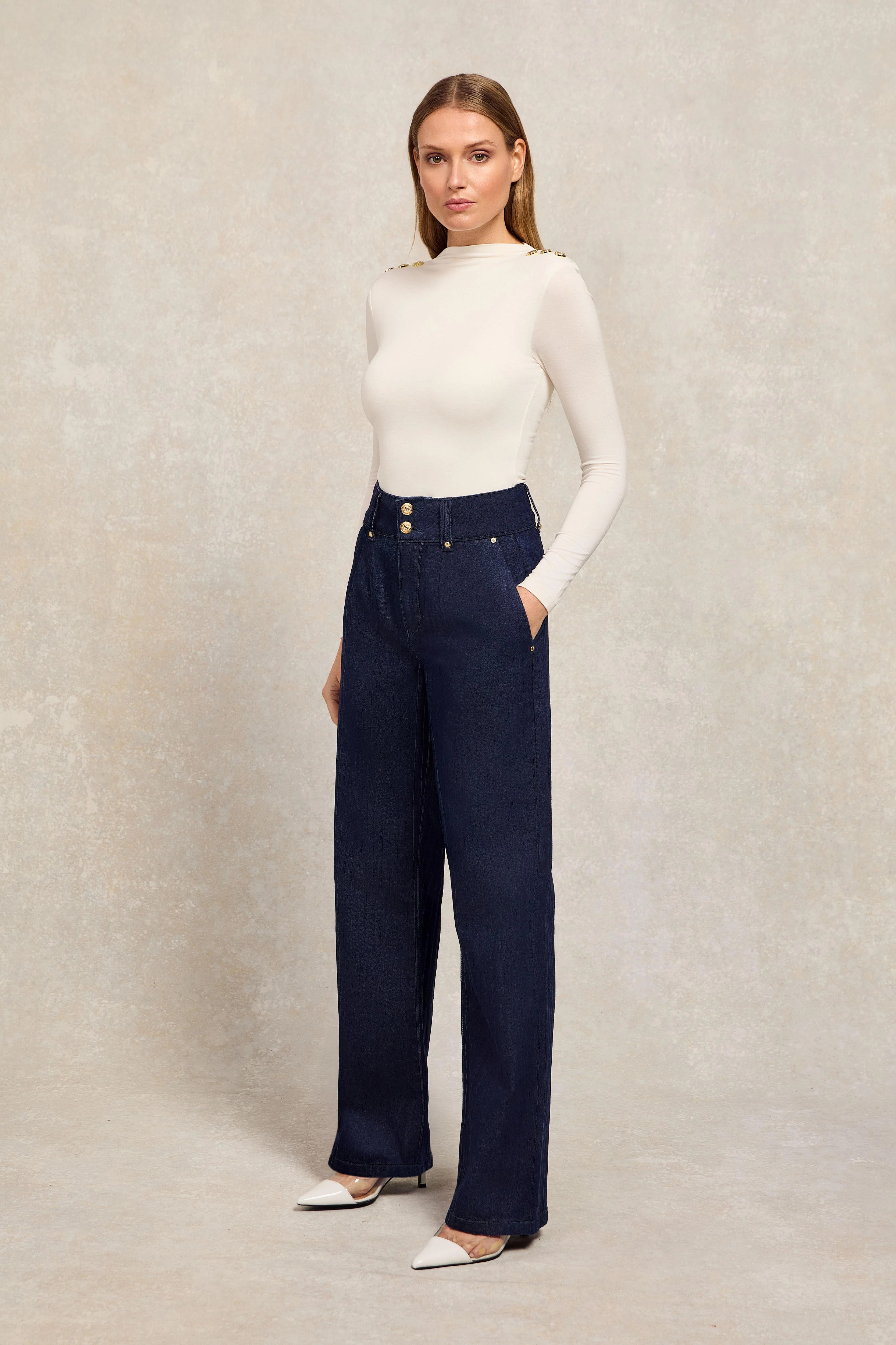 Tailored Wide Leg Jean (Deep Indigo) | Holland Cooper