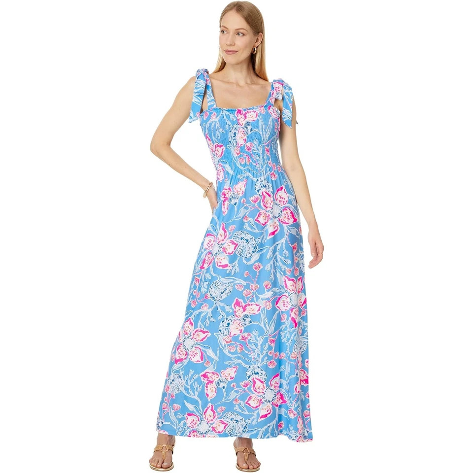 Lilly Pulitzer Women's Kailua Smocked Maxi Dress Bahamian Rhapsody Medium NWT | eBay US