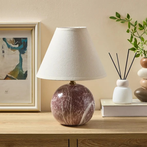 Home Decor Collection 12.5" Dark Red Marble Table Lamp | Walmart (US)