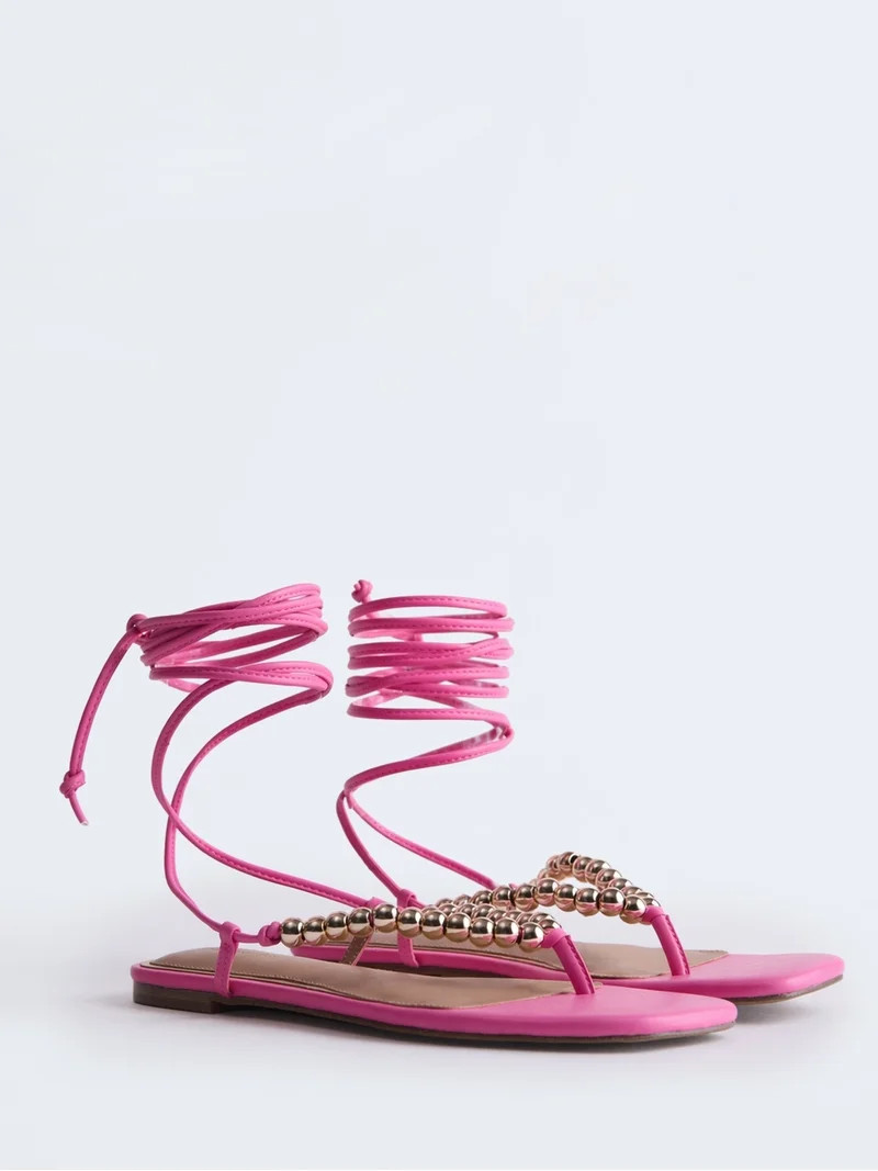 Free Assembly Women's Beaded Wrap Sandals | Walmart (US)