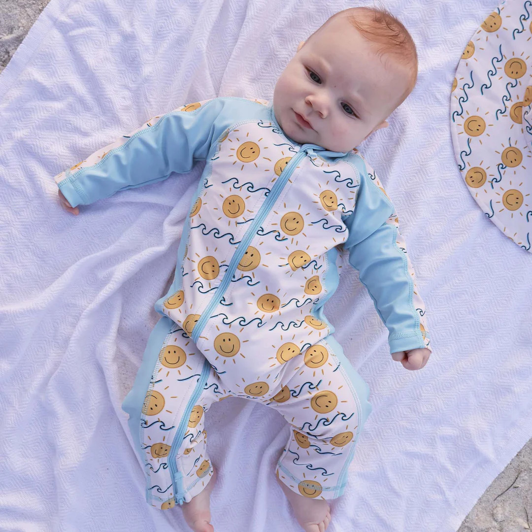 Long Sleeve Rash Guard Swim Romper Full Length | Sun's Out | Caden Lane