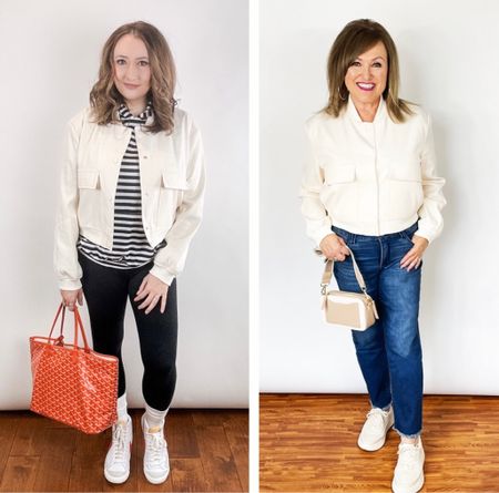 For our latest “How to Wear it at Any Age”, we’re both styling this so cute bomber jacket. It’s a mid-weight jacket so it’s perfect for right now and for those cooler evenings later this summer.

Remember - we’re 25 years apart and it works for both of us! 

#LTKfindsunder100 #LTKfindsunder50 #LTKstyletip