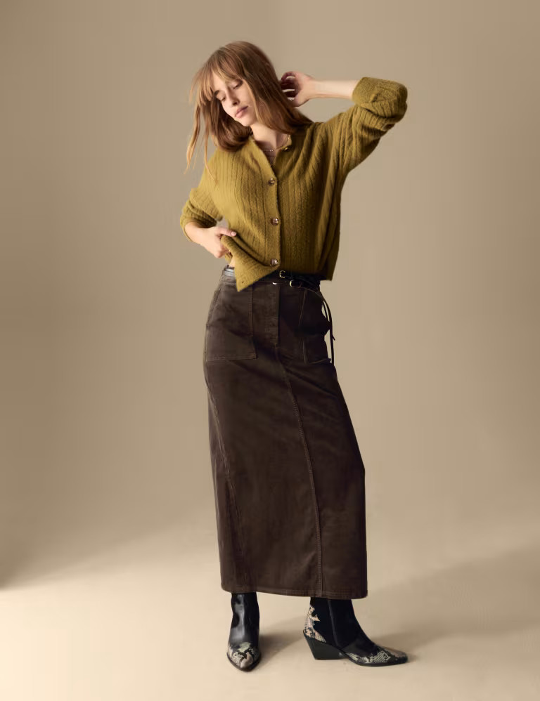 Cord Split Back Maxi A-Line Skirt | Marks & Spencer (UK)