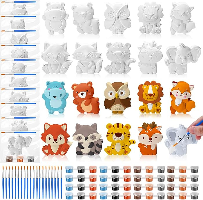 Simgoing 20 Set Jungle Animals Ceramic Painting Kit DIY Ceramic to Paint Your Own Safari Animal F... | Amazon (US)