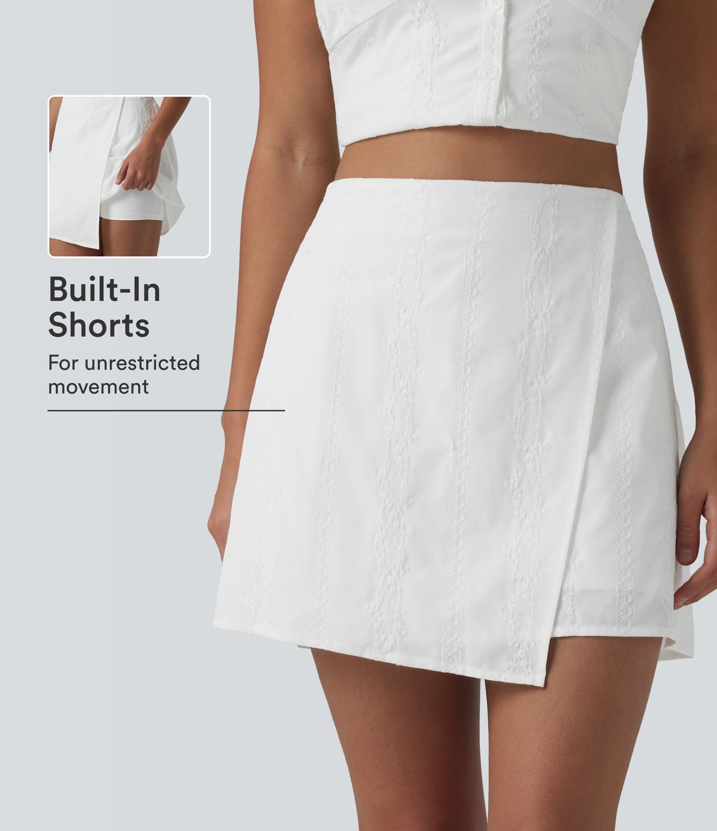 Women\u2019s High Waisted Mini 2-in-1 Embroidery Resort A-line Skirt - Halara | HALARA