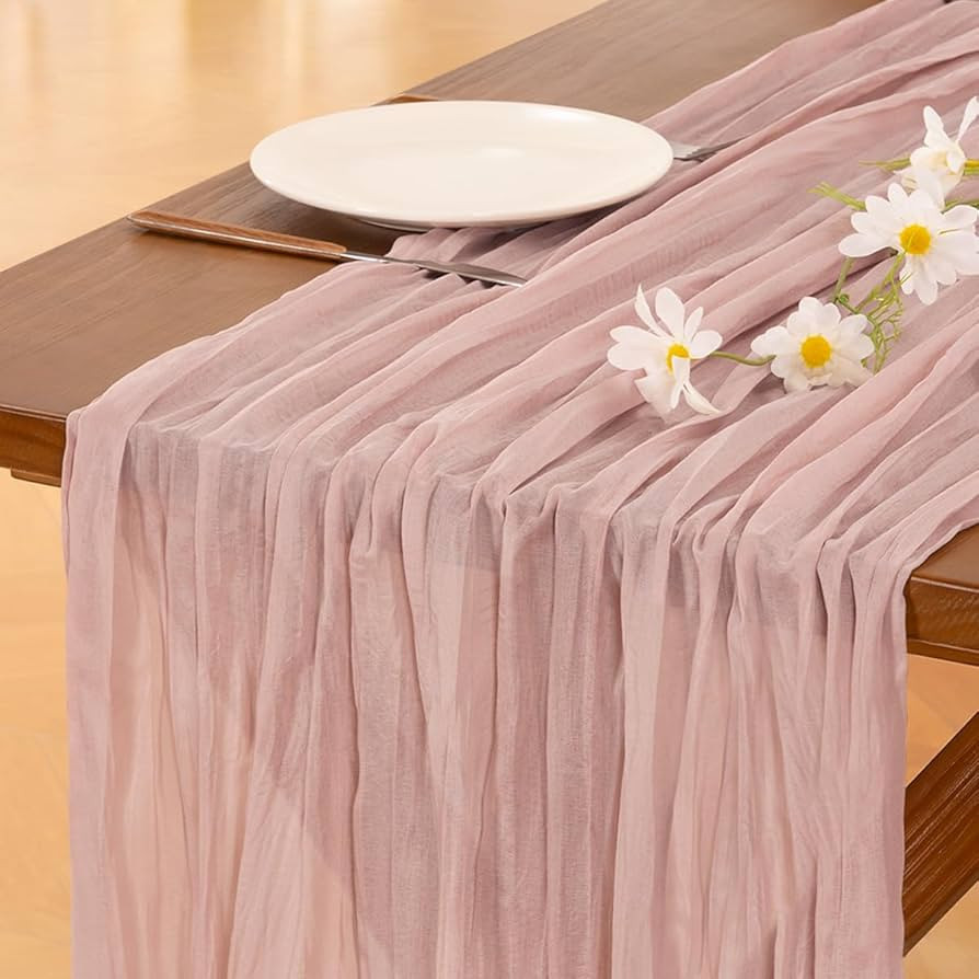 Socomi Pink Table Runner Valentine's Day Cheesecloth Table Runner Spring Easter 120 inch Cheese C... | Amazon (US)