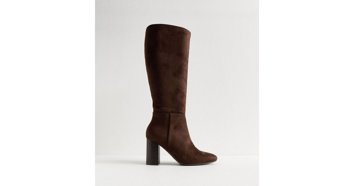 Brown Faux Suede Knee High Boots | New Look | New Look (UK)