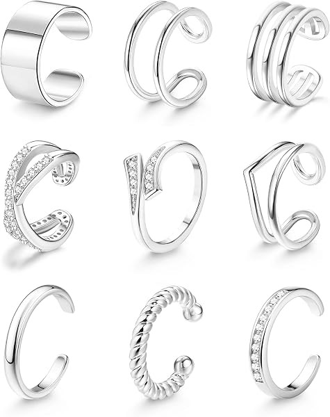 JeryWe Toe Rings for Women Non Tarnish Waterproof - 14K Gold Filled Adjustable Toe Rings Silver S... | Amazon (US)