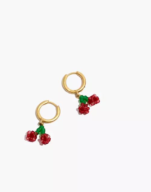 Beaded Cherry Huggie Hoop Earrings | Madewell