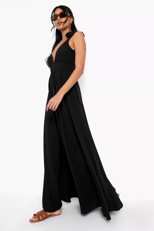 Textured Plisse Strappy Maxi Dress | Boohoo.com (US & CA)