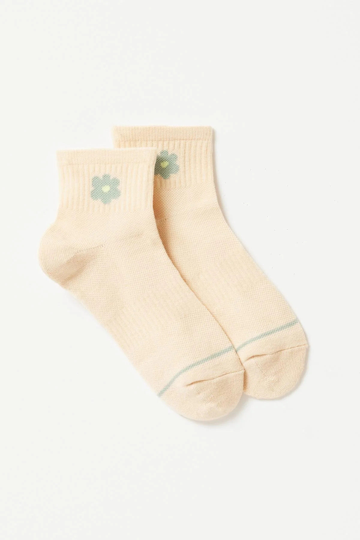Peach Flower Quarter Crew Sock | Girlfriend Collective