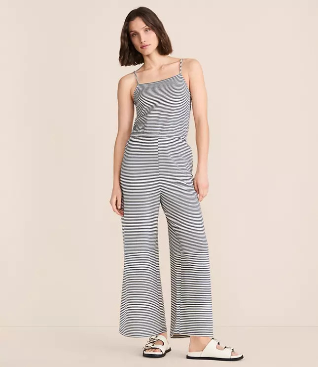 Petite Lou & Grey Striped Strappy Palazzo Jumpsuit | LOFT