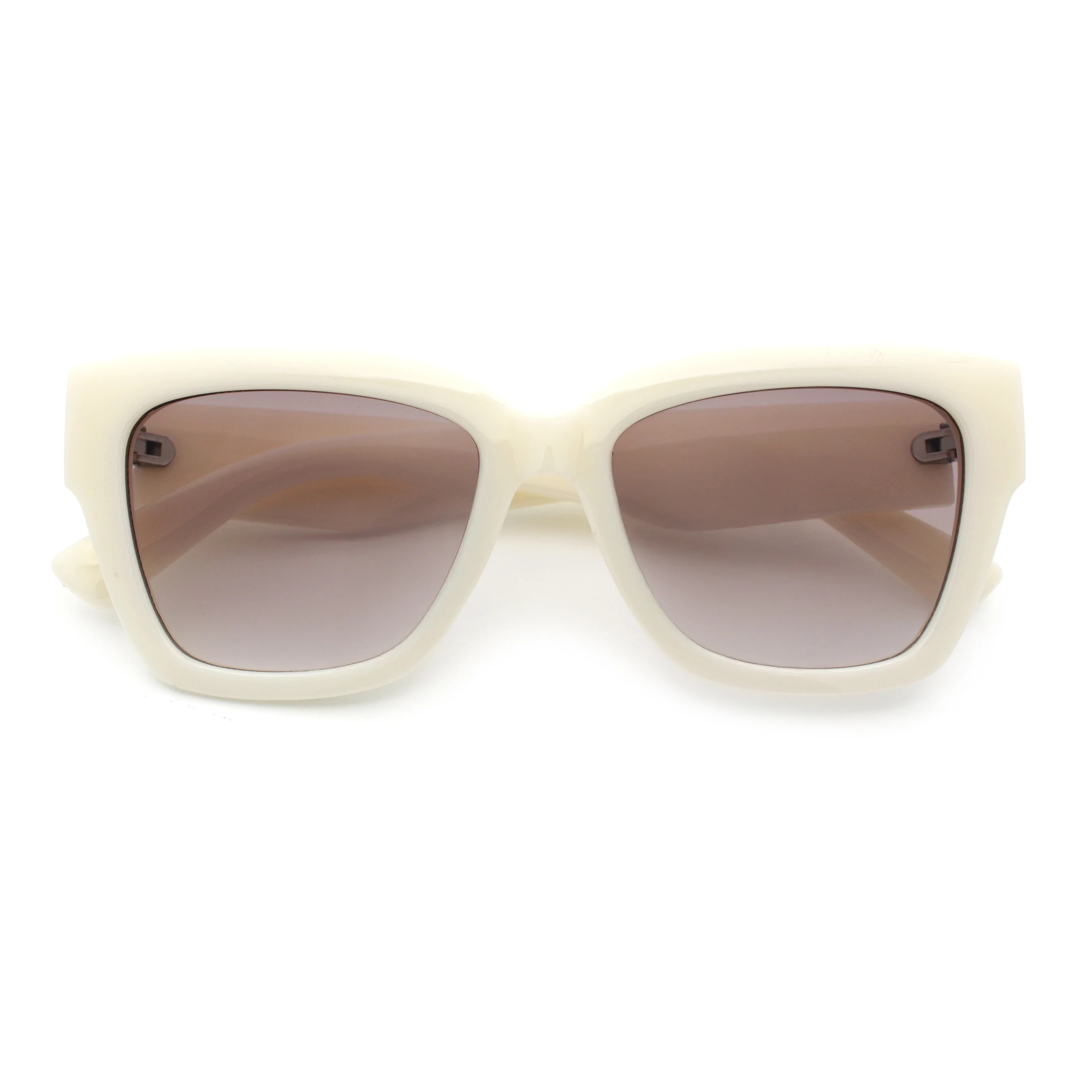 Womens Classic Understated Thick Horn Rim Designer Fashion Sunglasses White - Beige | Walmart (US)