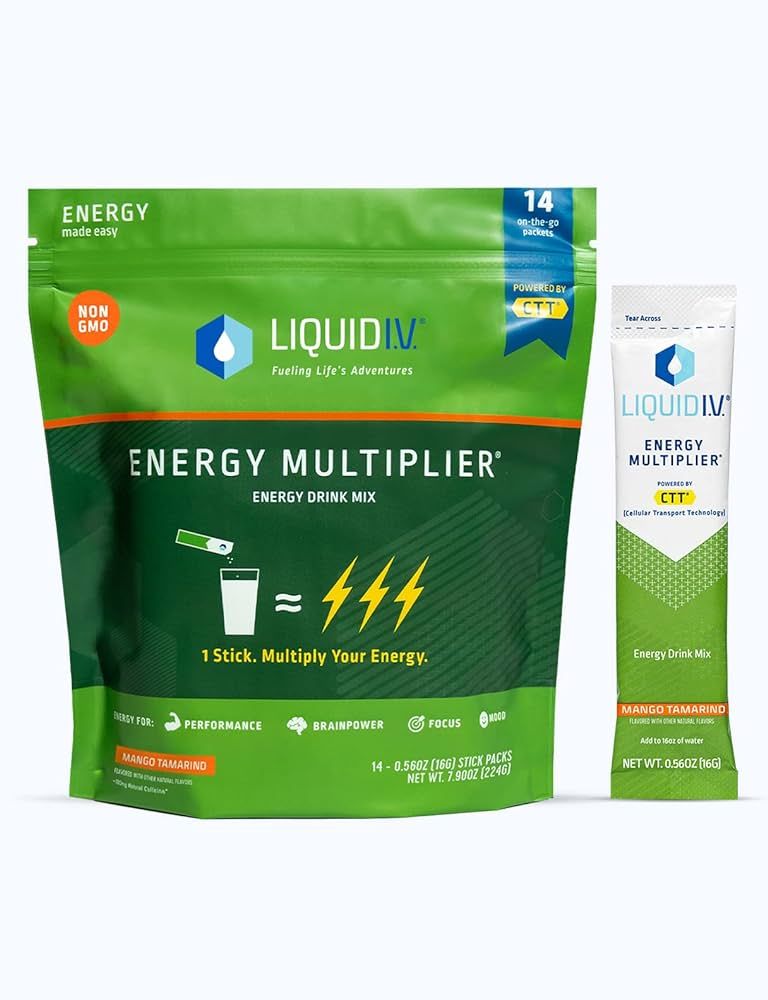 Liquid I.V. NEW Energy Multiplier | Energy Powder Drink Sticks | Proprietary Energy Blend | Natur... | Amazon (US)