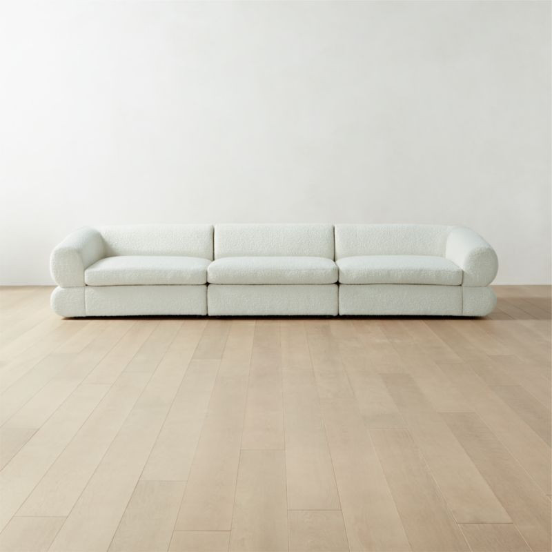 Chale Modern 3-Piece Ivory White Boucle Sectional Sofa | CB2 | CB2