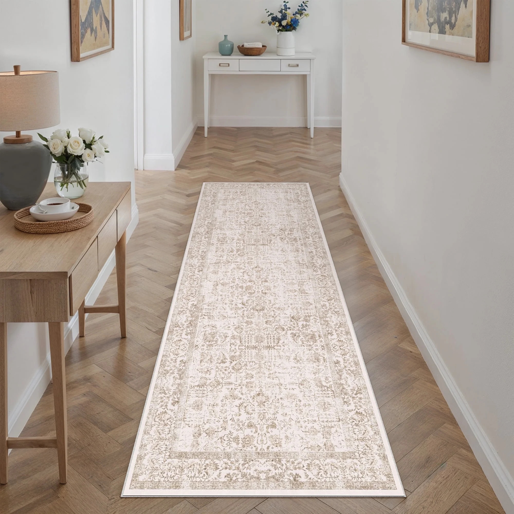 BERTHMEER 2'x8' Washable Runner Rugs for Hallway Kitchen Entryway Non-slip, Brown | Walmart (US)
