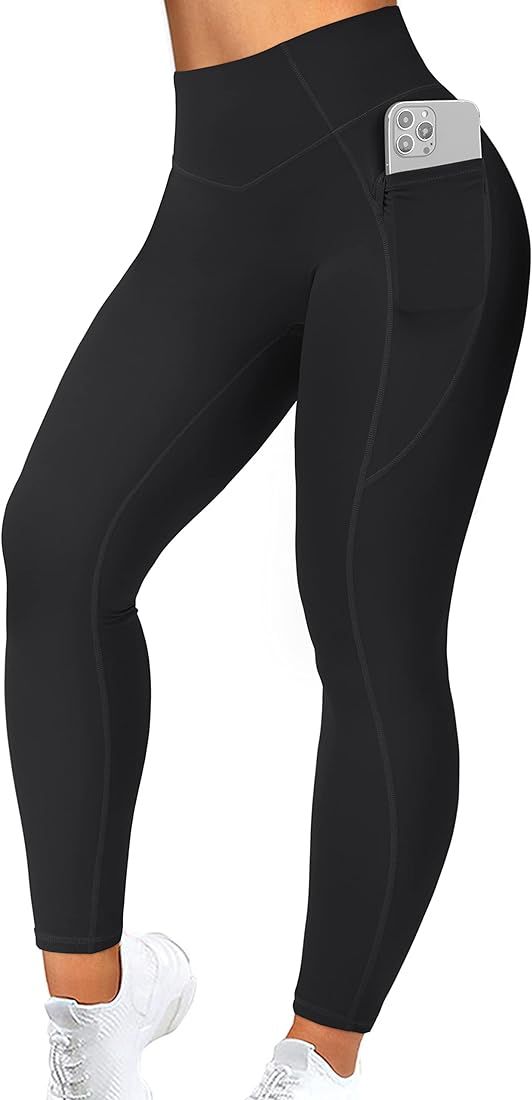 RXRXCOCO Leggings with Pockets for Women High Waist Butt Lifting Yoga Pants | Amazon (US)