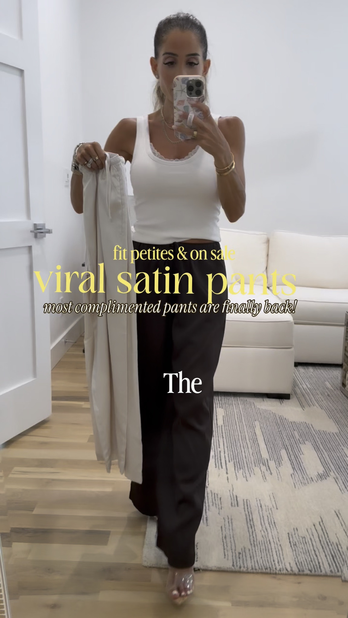 Satin pants on sale size xxsp on sale code DENIMAF tank on sale

#LTKPetite #LTKSaleAlert #LTKootd