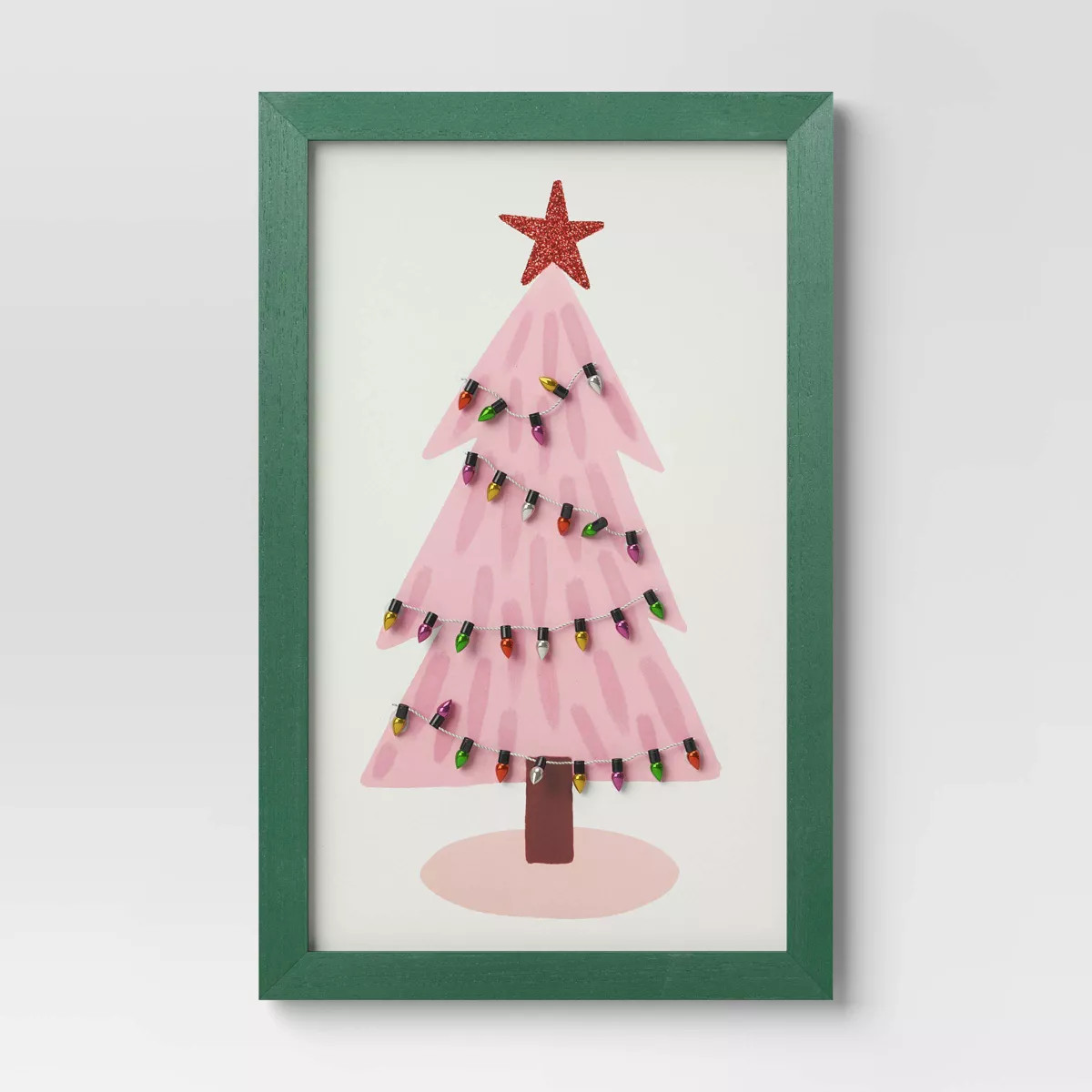 13.38"x8.5" Christmas Tree Wood Wall Art Green/Pink - Wondershop™ | Target