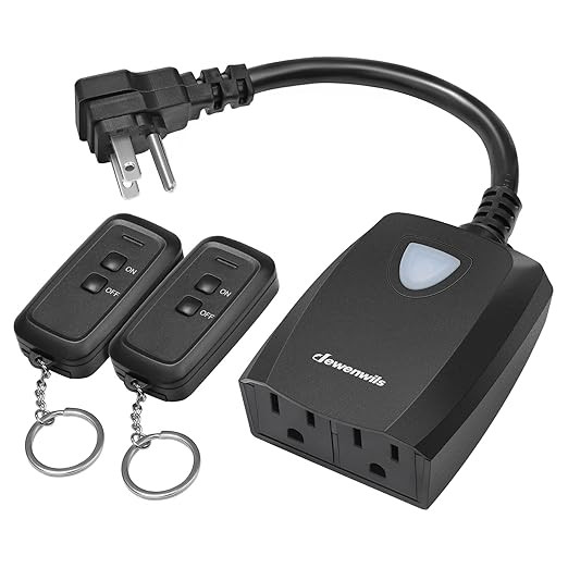 DEWENWILS Wireless Remote Control Outdoor Outlet with 2 Remotes, Electrical Plug-in Light Switch,... | Amazon (US)