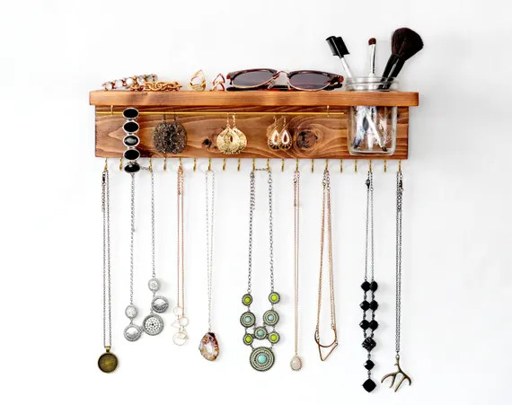 Jewelry Organizer With Shelf Necklace Holder | Etsy | Etsy (US)