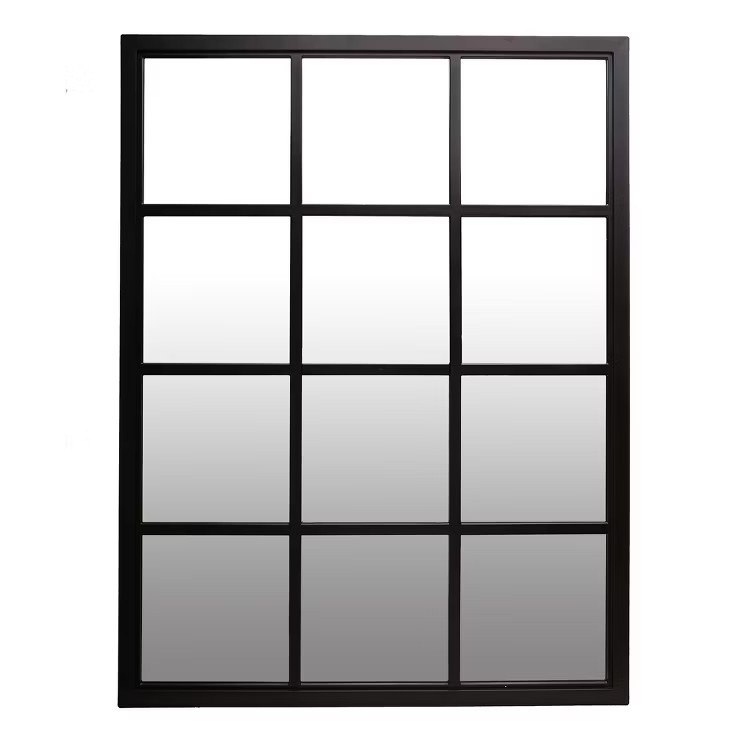 23"x30" Classic Black Windowpane Decorative Wall Mirror Black - Patton Wall Decor | Target