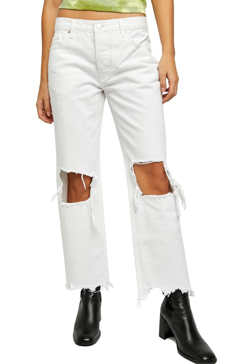 Maggie Mid Rise Ripped Straight Leg Jeans | Nordstrom