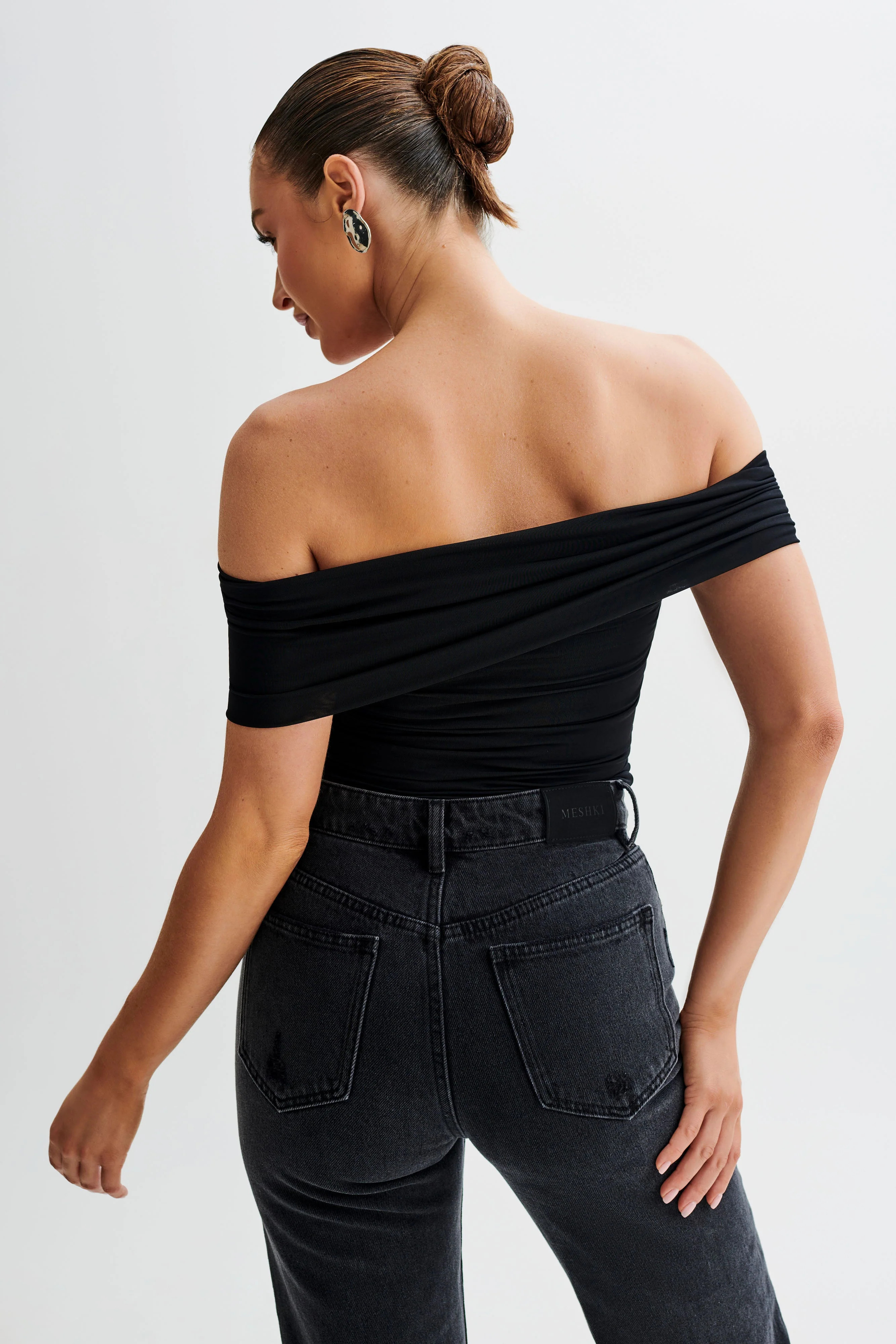 Lourdes Slinky Off Shoulder Top - Black | Meshki (APAC)